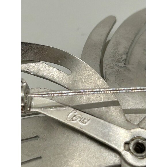 Vintage Coro Brooch Silver-Tone Abstract Starburst Pin Mid-Century Sculptural - Picture 7 of 15